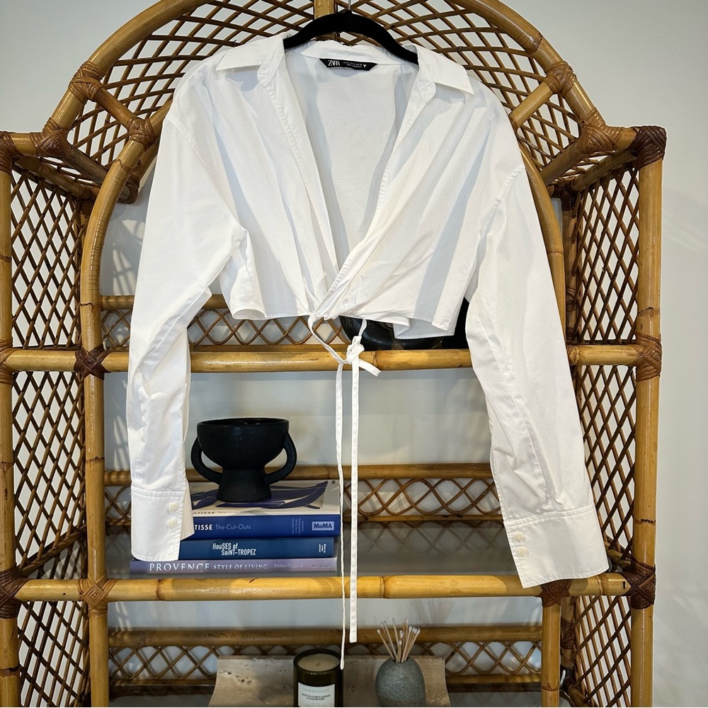 ZARA White Wrap Crop Top